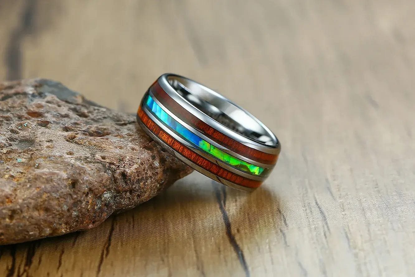 Bague en Bois et Acier Diamond Ring: élégance et Originalité