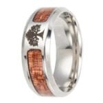 Bague Arbre de Vie en Bois et Acier Inoxydable pour Amoureux de la Nature - 52