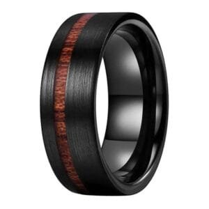 Bague Armor Noire en Bois et Tungstène un Accessoire Tendance - 54.4