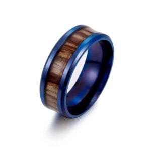 Bague en Bois et Acier Blue Ring pour Toutes Occasions - 51.9