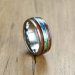 Bague en Bois et Acier Diamond Ring: élégance et Originalité - 57.0