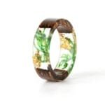 Bague en Bois et Résine Natural pour Femme élégante et Originale - 53.4 / Vert Clair Or