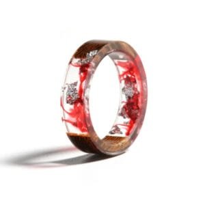 Bague en Bois et Résine Natural Rouge pour Femme - 53.4 / Rouge