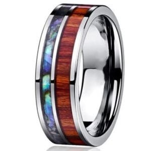 Bague en Bois et Tungstène Angélite Argent Tendance et Nature - 52