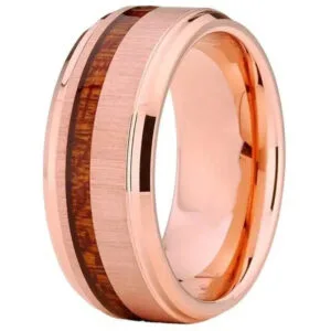 Bague en Bois et Tungstène Armor Rose élégante et Raffinée - 52