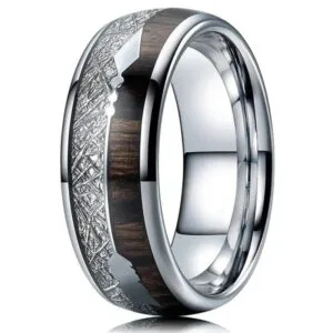 Bague en Bois et Tungstène Artémis Argent pour un Look Unique - 52