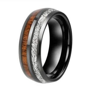 Bague en Bois et Tungstène Aux Finitions Soignées et Design Unique - 54.5