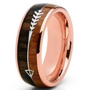 Bague en Bois et Tungstène avec Motif Flèche pour un Cadeau Unique - 52