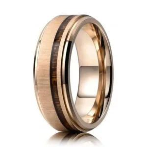 Bague en Bois et Tungstène Largeur 8 Mm pour Homme et Femme - 52