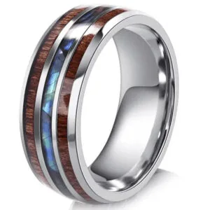 Bague en Bois Koa et Pierre Agate Argent pour un Style Unique - 49