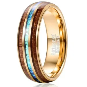 Bague Unique en Bois Koa Hawaïen et Tungstène - 54.3