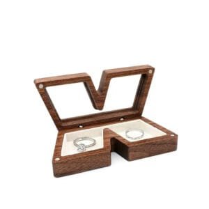 Boîte à Alliance en Bois élégante pour Mariages et Engagements - Blanc