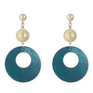 Boucles D’oreilles Cercles en Bois - un Cadeau Unique et élégant - Bleu