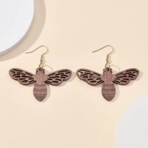 Boucles D&rsquo;oreilles en Bois Abeille — Bijoux en Bois