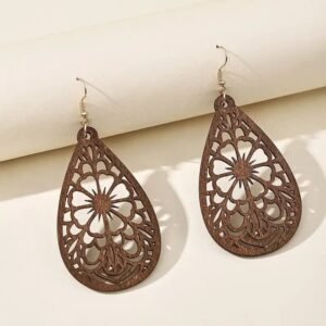 Boucles D’oreilles en Bois Flower — Bijoux en Bois