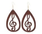 Boucles D’oreilles en Bois en Forme de Clé de Sol pour les Amoureux de Musique - Bois