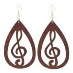 Boucles D'oreilles en Bois en Forme de Clé de Sol