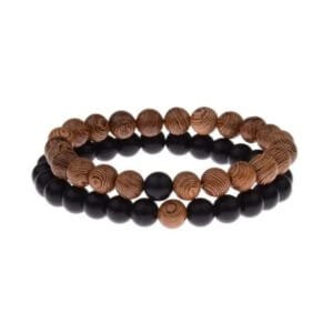 Bracelet Couple Bicolore en Bois Chic et Naturel