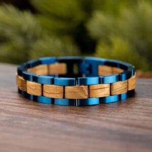 Bracelet en Bois à Maillons au Style Unique et élégant - Bleu