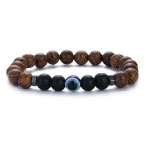 Bracelet en Bois Contre le Mauvaise Oeil pour élégance et Méditation - Noir