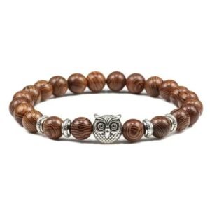 Bracelet en Bois Hibou avec Perles — Bijoux en Bois