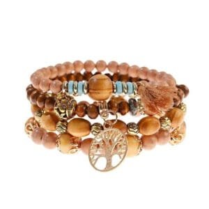 Bracelet en Perles de Bois avec Pendentif Arbre de Vie 1 Bracelet en Perles de Bois avec Pendentif Arbre de Vie