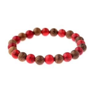 Bracelet en Perles Rouges et Bois pour un Style Unique et Décontracté