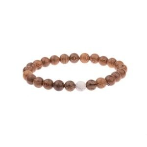 Bracelet Perles Bois Minimal Blanc — Bijoux en Bois