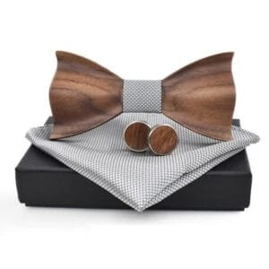 Coffret Complet 3d: Noeud Papillon et Costume Assortie élégants - Gris Rayé