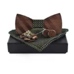 Coffret Noeud Papillon élégant avec Boutons de Manchettes et Pochette - Vert