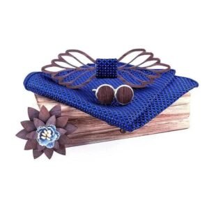 Nœud Papillon Bois Acanthe Bleu — Bijoux en Bois