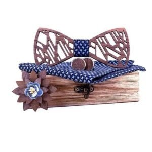 Nœud Papillon Bois Magnolia Boutons Manchettes — Bijoux en Bois