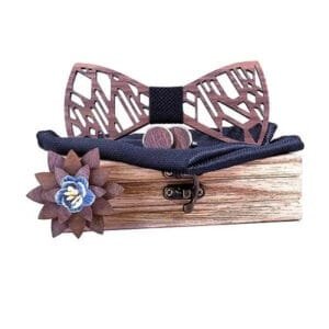 Coffret Noeud Papillon en Bois Magnolia Noir pour une élégance Distincte