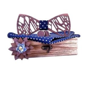 Nœud Papillon Bois Magnolia Coffret Mariage — Bijoux en Bois