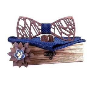 Nœud Papillon Bois Magnolia Bleu Homme — Bijoux en Bois