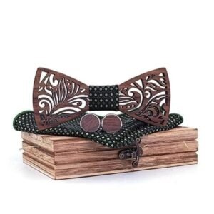 Nœud Papillon Bois Tribal Kaki Homme — Bijoux en Bois