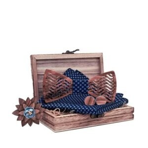 Nœud Papillon Bois Vague Coffret Manchettes — Bijoux en Bois