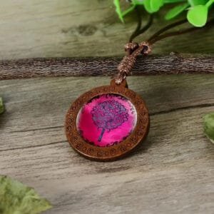 Collier Ajustable en Bois D’arbre avec Pendentif Hypoallergénique