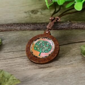 Collier Bois Verre Arbre de Vie Aurore Femme — Bijoux en Bois