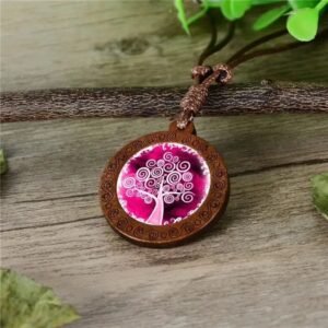 Collier Bois Corde Arbre de Vie Purple N°4 — Bijoux en Bois