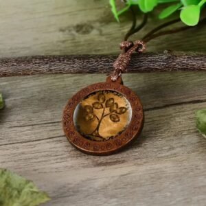 Collier Bois Verre Arbre de Vie Brun Femme — Bijoux en Bois