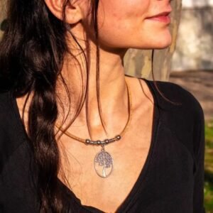 Collier en Liège Arbre de Vie Femme Artisanal — Bijoux en Bois