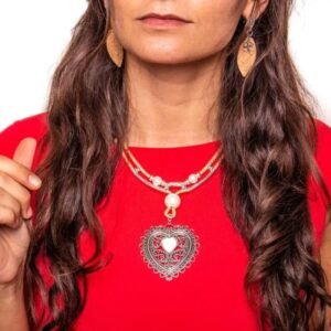 Collier en Liège Cœur Femme Artisanal — Bijoux en Bois