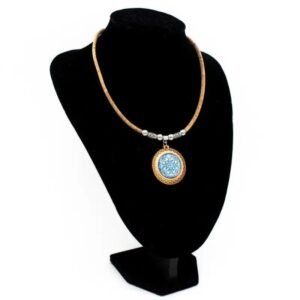 Collier en Liège Céramique Bleue Femme — Bijoux en Bois