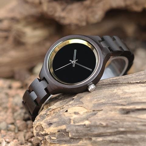 Montre en Bois élégante - Beige et Noir, Style Minimaliste 1 Montre en Bois élégante - Beige et Noir Style Minimaliste