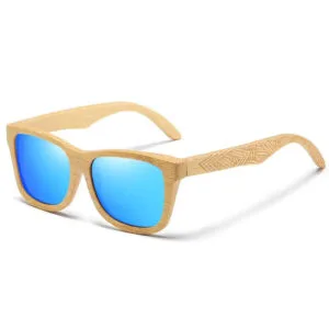 Lunettes Gomera en Bambou avec Verres Miroir Colorés - Bleu