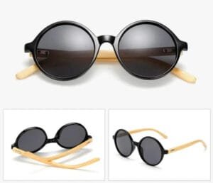 Lunettes la Ios en Bambou avec Verres Miroir Colorés - Noir