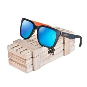 Lunettes Party en Bois avec Verres Miroir Colorés - Bleu