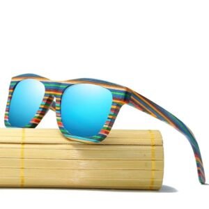 Lunette en Bambou Polychrome Verres Naturels — Bijoux en Bois