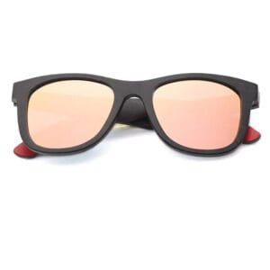 Lunettes Rock en Bois avec Verres Miroir Colorés et Protection Uv - Rose Gold